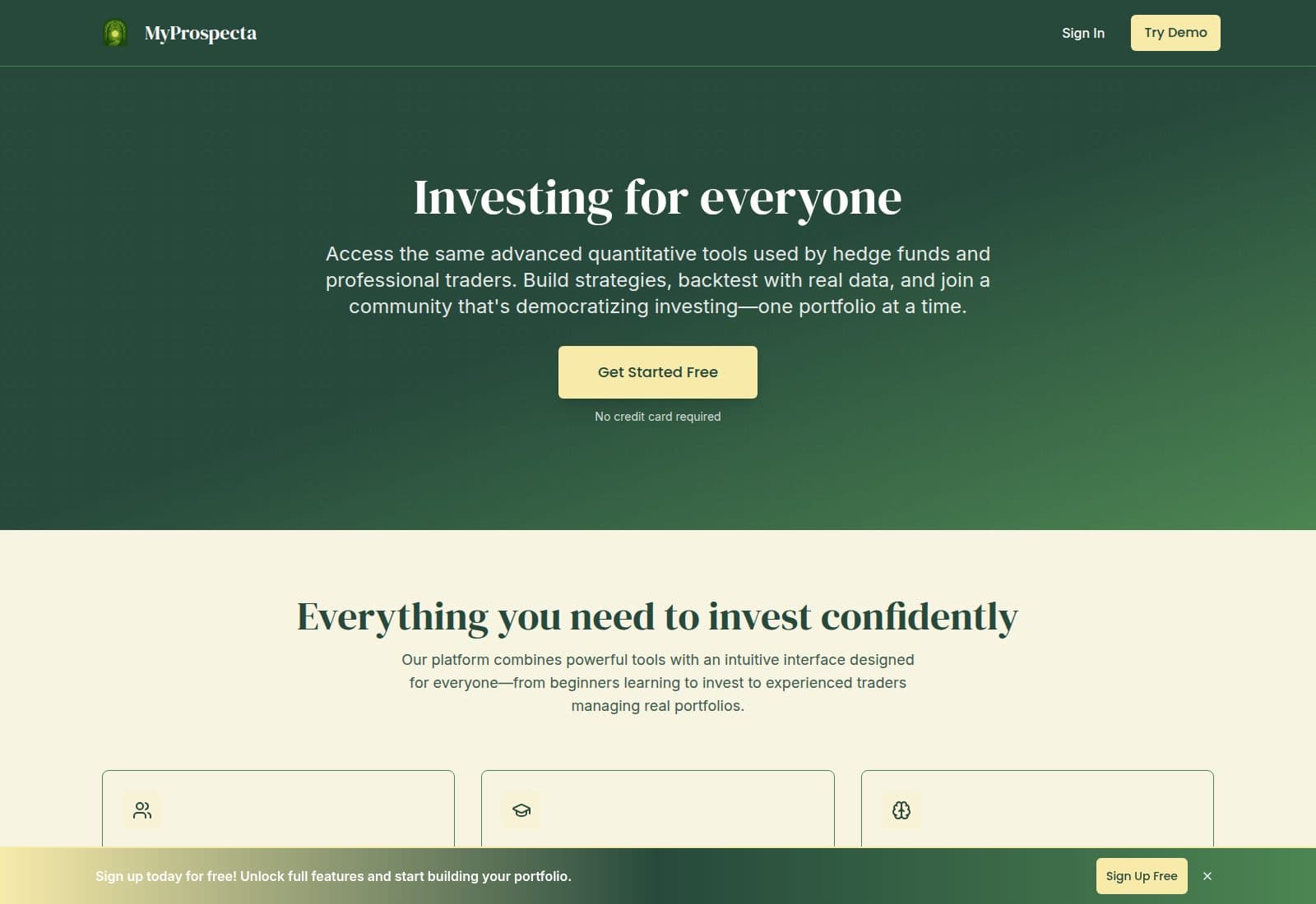 myprospecta.com home screen